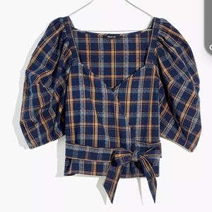 Sweetheart wrap top (plaid)